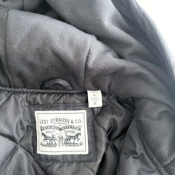 Levi's Womens Women's Flight Satin Bomber with Jersey Hood // Size Large // EUC - Picture 3 of 12